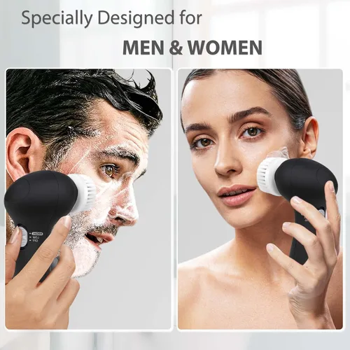 Vista 4 de Cepillo Limpiador Facial CLSEVXY: Cepillo Limpiador Eléctrico Giratoria Facial con 6 Cabezales para Limpieza Profunda, Exfoliación Suave