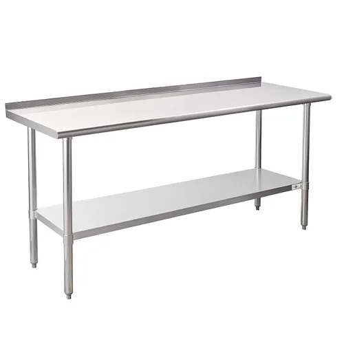 Vista 28 de Profeeshaw mesa de trabajo, de uso comercial, de acero inoxidable NSF con protector contra salpicaduras y estante inferior, para cocina, restaurante