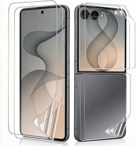 Vista 12 de 2 juegos de protectores de pantalla para Samsung Galaxy Z Flip 4, película interior de hidrogel de TPU + protector de pantalla frontal y trasera HD