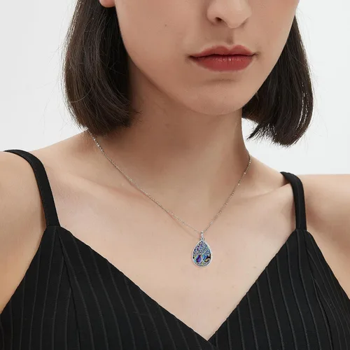 Vista 64 de Collar con colgante de urna de cenizas de cremación y árbol de la vida para mujer, plata de ley US1