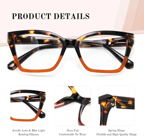 Vista 3 de 3Pack Reading Glasses for Women-Blue Light Blocking Readers Fashion Cat Eye Eyeglasses Spring Hinge Multi1-3p
