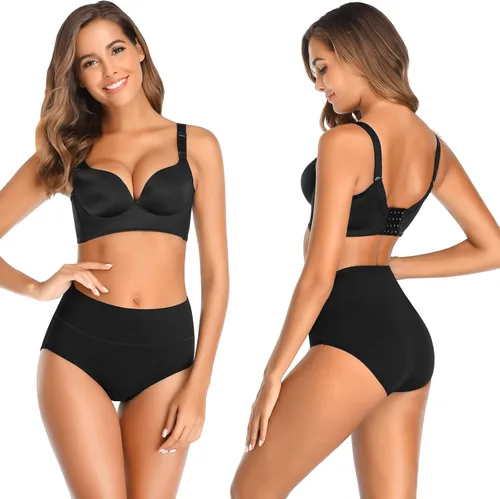 Vista 2 de Ropa interior para mujeres, algodón, cintura media, sin rollitos, cobertura completa, calzoncillos tipo brief para damas, bragas, lencería, ropa