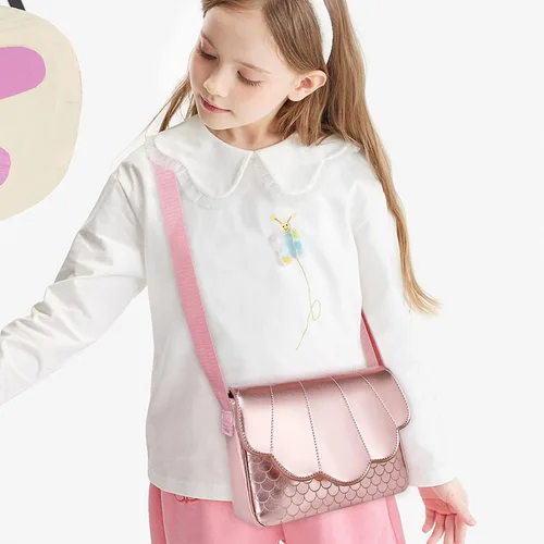 Vista 3 de Lanola Regalos para niñas pequeñas, lindo bolso cruzado de hombro con conchas marinas