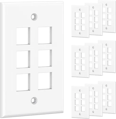 Vista 10 de Cable Matters - Paquete de 10 placas de pared Keystone de perfil bajo de 4 puertos