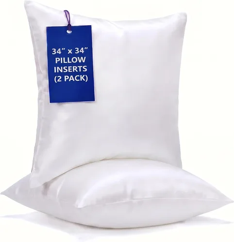 Vista 10 de WINGLAM, Rellenos de almohada, almohadas decorativas, relleno de funda, blanco, paquete de 2, 26 x 26 pulgadas, hipoalergénico, poliéster, ultra