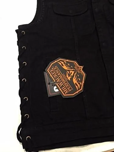 Vista 6 de Chaleco de mezclilla negro con diseño de hijo de la anarquía para hombre