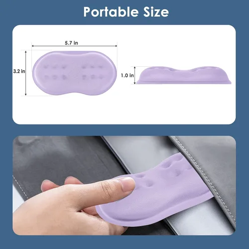 Vista 6 de VANKEY Reposamuñecas para mouse, almohadilla suave con espuma viscoelástica, base antideslizante (color lavanda)