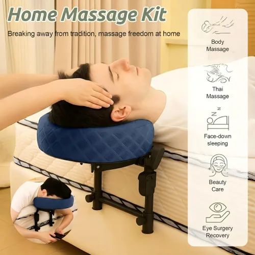 Vista 2 de Reposacabezas de masaje para cama, cuna ajustable para masaje facial en casa, kit de mesa de masaje portátil para colchón de dormir, almohada boca