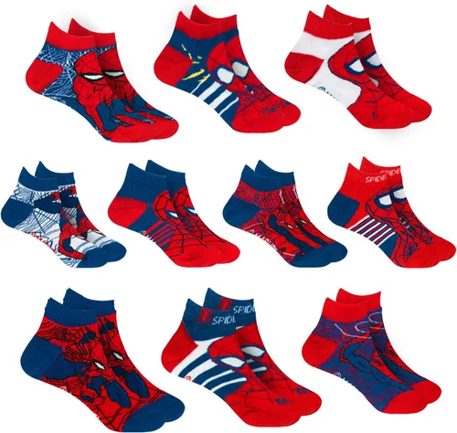 Vista 9 de Marvel Calcetines de Spider-Man para niños, 10 pares de calcetines de corte bajo para niños de 3 a 9 años Marvel Comics