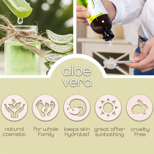Vista 6 de Premium Nature Gel puro de aloe vera para rostro y piel seca, alivio de quemaduras solares, gelatina hidratante de piel de Aloe Vera Plant