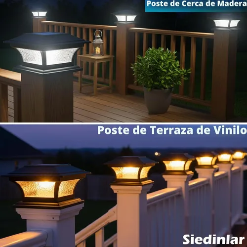 Vista 3 de SIEDiNLAR - Luces solares para postes de cristal para exteriores, 2 modos Negro