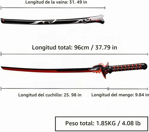 Vista 2 de Sword fort Genji - Espada katana real hecha a mano de acero japonés para cosplay, espadas Muramasa rojo/verde