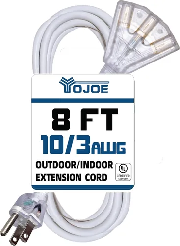 Vista 8 de YOJOE Cable de extensión de 3 salidas para interiores y exteriores con extremo iluminado, cable de alimentación de 3 clavijas 15A resistente a