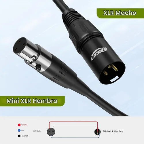 Vista 5 de Elecan Adaptador de cable de micrófono XLR macho a mini XLR hembra (TA3F) de 3 pines, paquete de 2 unidades para cámara Blackmagic Pocket Cinema