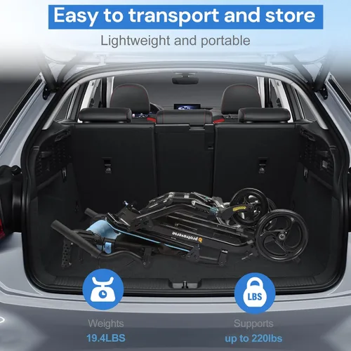 Vista 2 de Sillas de ruedas para adultos, ultraligeras (solo 19.4 libras), silla de transporte plegable y portátil con mango telescópico, sillas de ruedas