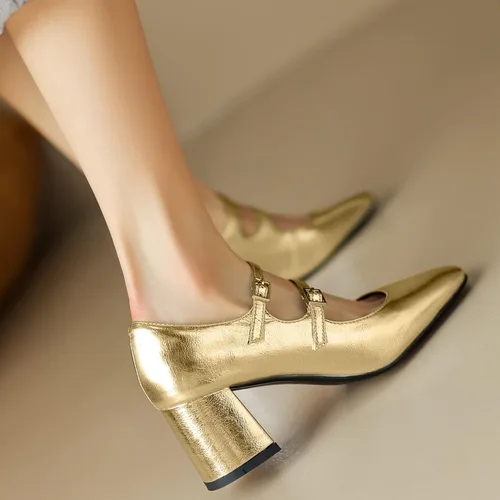 Vista 5 de LUXMAX Zapatos de vestir de tacón grueso Mary Janes con punta cuadrada de los años 50 para mujer, estilo vintage de los años 50