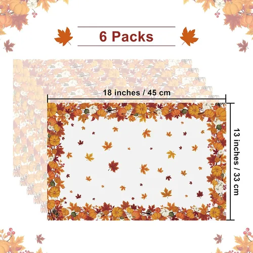 Vista 2 de Ruisita 6 manteles individuales de otoño de 18 x 13 pulgadas, manteles individuales de Acción de Gracias, manteles individuales de hojas de arce