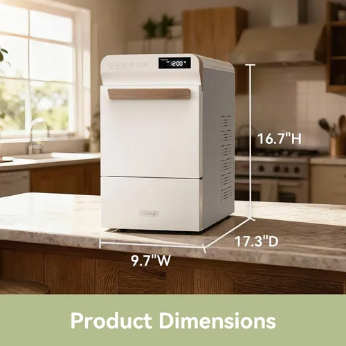 Vista 6 de Gevi Nugget - Encimera para hacer hielo con temporizador programable, 40 libras/24 horas Temporizador programable blanco