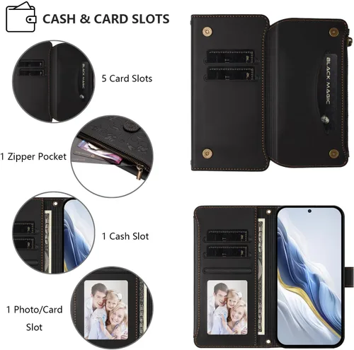 Vista 4 de Funda compatible con Tecno Spark Go 1 4G / Spark Go (2025), compatible con Tecno Pop 9 4G de doble ranura magnética a presión, funda para teléfono