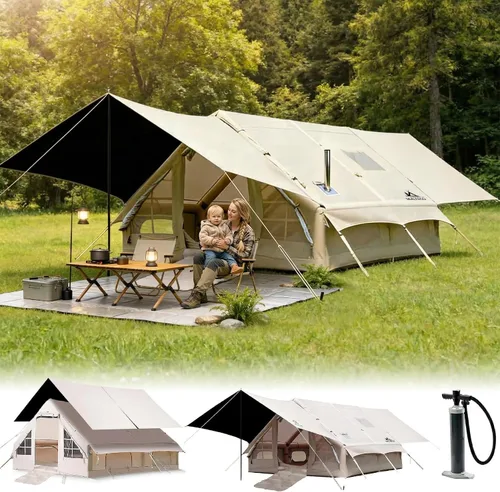 Vista 10 de SENLEETO Tiendas de campaña inflables para acampar de 6 a 8 personas, tienda de campaña inflable de lujo con puerto de CA, casa de tienda inflable