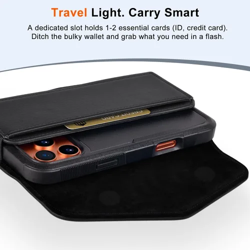 Vista 7 de Funda de cuero para teléfono celular con soporte para tarjeta y clip para cinturón Estuche protector para iPhone Pro 17 16 15 14 13 12 16e, Samsung