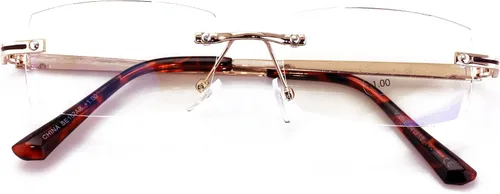 Vista 2 de Gafas de lectura UV con bloqueo de diamante sin montura de metal para hombre, anti bloqueo azul, lectores de lentes transparentes