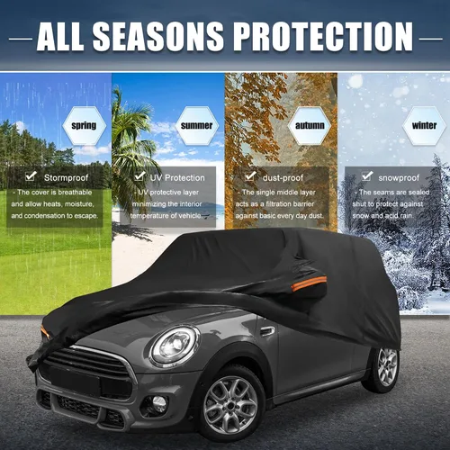 Vista 2 de X AUTOHAUX Funda de coche para Mini Cooper 2DR 2002-2021 210D-PU para exteriores, cubierta completa para todo tipo de clima, con cremallera