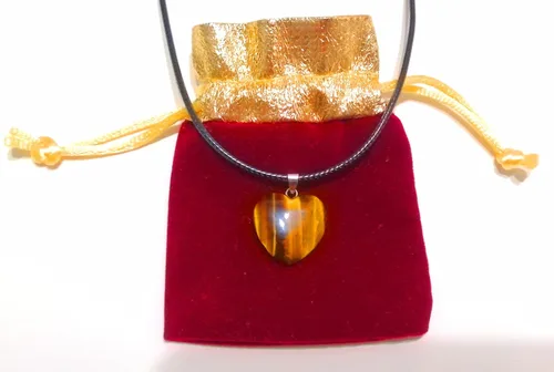Vista 5 de ENAYY - Collar con piedra tallada en forma de corazón cristal de ojo de tigre