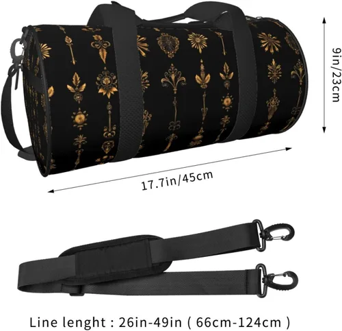 Vista 2 de Large Duffle Bag for Travel - Retro Gold Texture Q Print Gym Bag for Women Men, Travel Foldable Bags for Women Men with Zippered Multiple Pockets