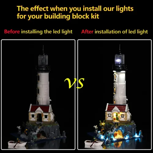 Vista 3 de Kyglaring Kit de luces LED compatible con Lego Set 21335, accesorios de iluminación compatibles con Home Ideas Faro motorizado, solo luces