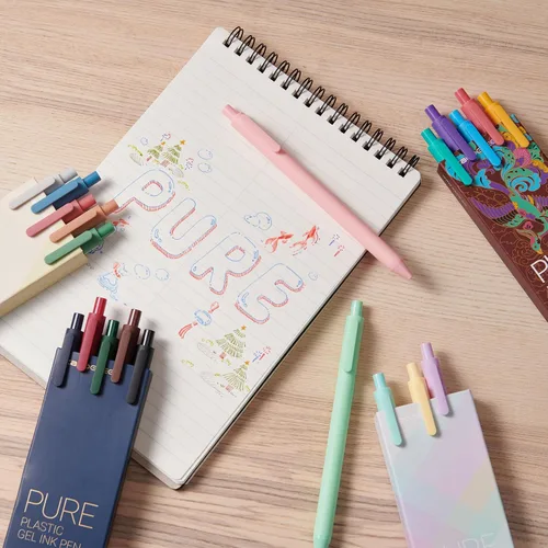 Vista 7 de Kaco Bolígrafos de gel de 20 colores surtidos, 0.5 mm de punta fina, lindos artículos de papelería, bolígrafos retráctiles para diario, toma