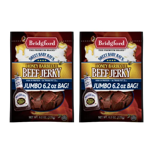 Vista 22 de Bridgford Sweet Baby Ray's Beef Jerky Sweet N Spicy 6.2 onzas, paquete de 3 – Cecina de res dulce y picante alta en proteínas para tu preferencia