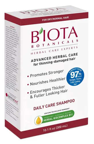 Vista 3 de B'iota Botanicals, Herbal Care Experts, Shampoo para el cuidado diario para cabello delgado normal/seco, 10.1 oz, paquete de de 2