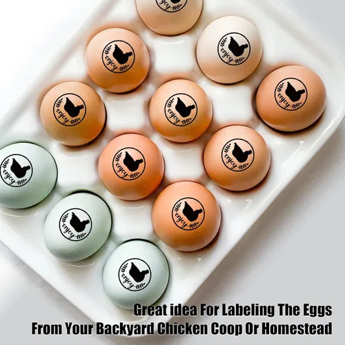 Vista 3 de SAVITA Sellos de huevos, bonitos sellos de huevos para huevos frescos con almohadilla de sello, sello personalizado para huevos de granja
