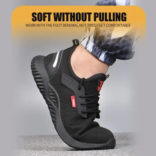 Vista 7 de SUADEX Zapatos de punta de acero para hombres y mujeres, zapatos de trabajo ligeros, indestructibles y transpirables, zapatos de seguridad
