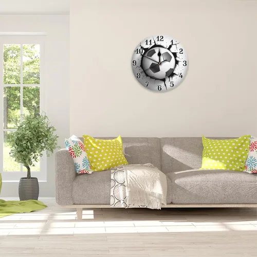 Vista 6 de AUUXVA Reloj de pared acrílico redondo con estampado de balón de fútbol deportivo, pintura artística silenciosa sin tictac para niños, dormitorio