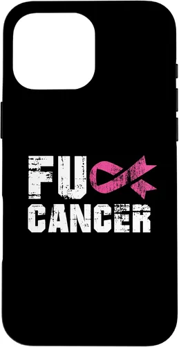 Vista 19 de iPhone 16 Fuck Cancer Survivor Gift Distressed Pink Ribbon Awareness Case