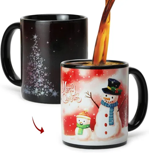 Vista 8 de Taza mágica que cambia de color de 12 onzas, taza de café navideña con caja de regalo para mujeres, hombres y niños