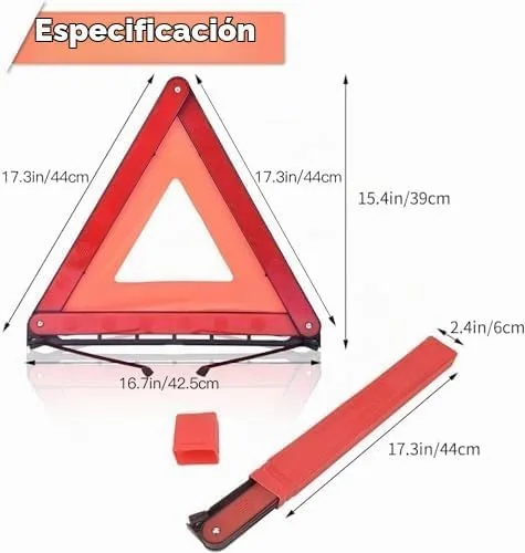 Vista 4 de DEDC Triángulo de advertencia, triángulo de seguridad plegable, kit de advertencia triple, reflector triangular de advertencia, señal de peligro