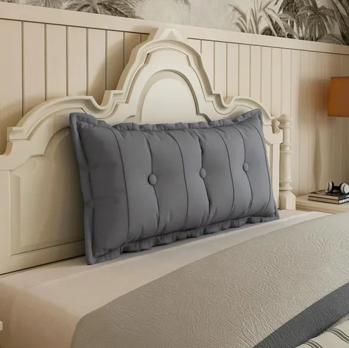 Vista 15 de Johnear Almohada de cabecera negra de felpa para lectura, almohada de apoyo para la espalda, almohada para cama sentada, sofá cama para adultos
