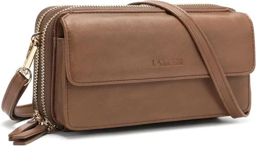 Vista 13 de Lanyani Cartera Cruzada RFID con Correa de Muñeca y Bolsillo para Teléfono para Mujeres de Cuero Vegano