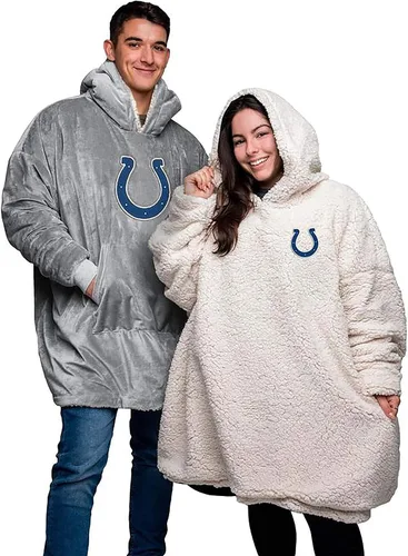 Vista 9 de FOCO NFL Unisex NFL Team Reversible Oversized Sherpa Hoodie Sweatshirt Big Logo Hoodeez