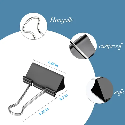 Vista 2 de Ufmarine Clips medianos para carpetas de 1.25 pulgadas de largo, (40 unidades), clips de papel medianos para suministros de oficina (paquete de 3)