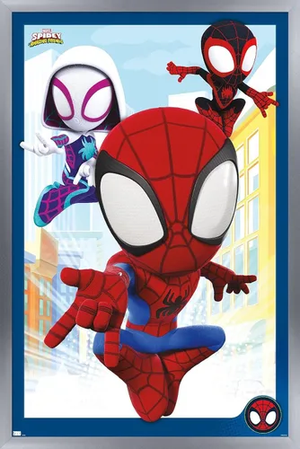 Vista 11 de Marvel Spidey and His Amazing Friends - Póster de pared grupal, 22.4 pulgadas de largo x 14.7 pulgadas de ancho, versión enmarcada de madera