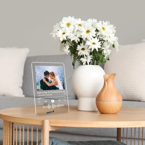 Vista 5 de Regalos personalizados para el día de San Valentín, placa acrílica personalizada para Spotify con foto y enlace de canción, llavero a juego