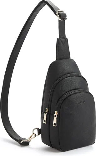 Vista 64 de Telena Riñonera pequeña para mujer, de cuero, cangureras, bolsa de pecho para mujer