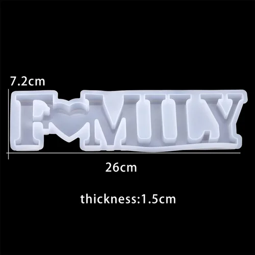 Vista 2 de Moldes de silicona con letras para el hogar, familia, eslogan de amor, resina epoxi, para decoración del hogar, manualidades hechas a mano (Familia)