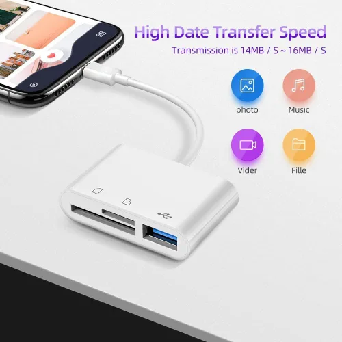Vista 2 de RayCue Lector de tarjetas de memoria USB C a Micro SD TF, adaptador de lector de tarjetas de cámara USB 3 en 1 compatible con iPhone 15, iPad Pro