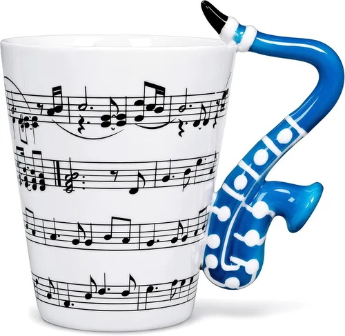 Vista 13 de Taza de guitarra acústica de 13.5 onzas, taza de té y café para guitarristas Mango de guitarra acústica 3D, diseño de personal de música, uso