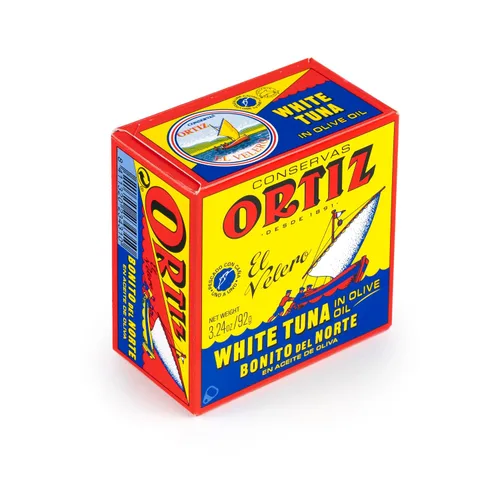 Vista 4 de Ortiz Atún blanco en aceite de oliva, rebanadas tiernas frescas, atún silvestre español, alto en proteínas y grasas Omega 3, excelente en ensaladas